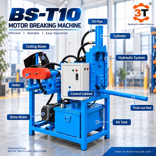 bs-t10 motor breaking machine structure for dismantling 300mm stator from 3t